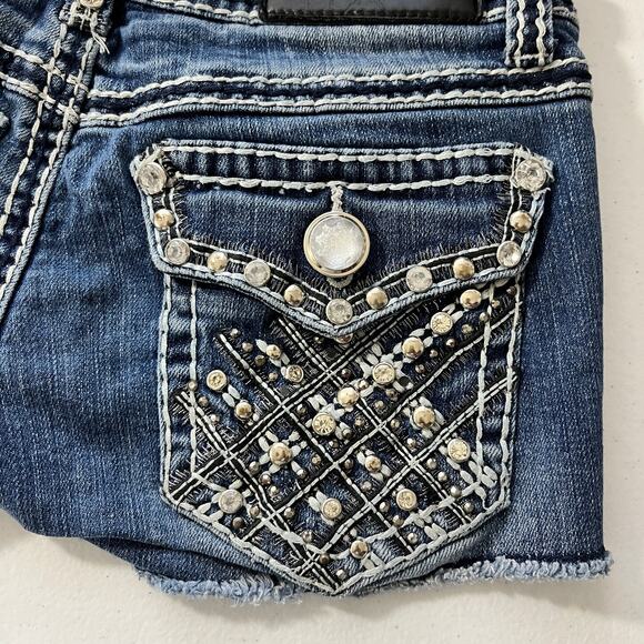 LA Idol USA Womens Booty Cut Blue Shorts with Rhinestones Size M - Picture 4 of 5